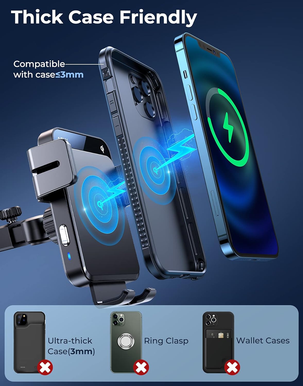 2021 Upgraded Wireless Car Charger,15W Qi Fast Charging Car Phone Holder Mount Charger,Auto Clamping Alignment Cell Phone Holder for Dashboard,for iPhone 12 pro/12/11/XS/8,Galaxy S20/S20+ and More : Cell Phones & Accessories