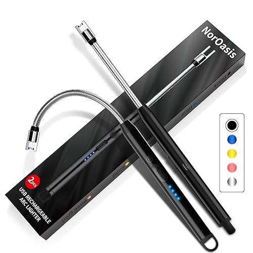 2-Pack Rechargeable Electric Candle Lighters, Flameless Windproof Long Lighter with