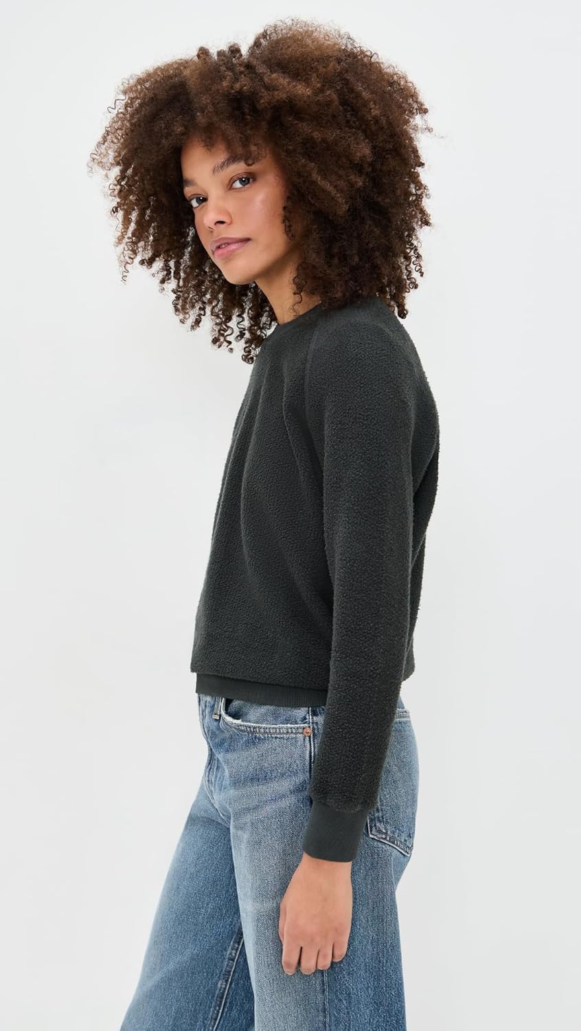 perfectwhitetee Women's The Ziggy Inside Out Fleece Crew