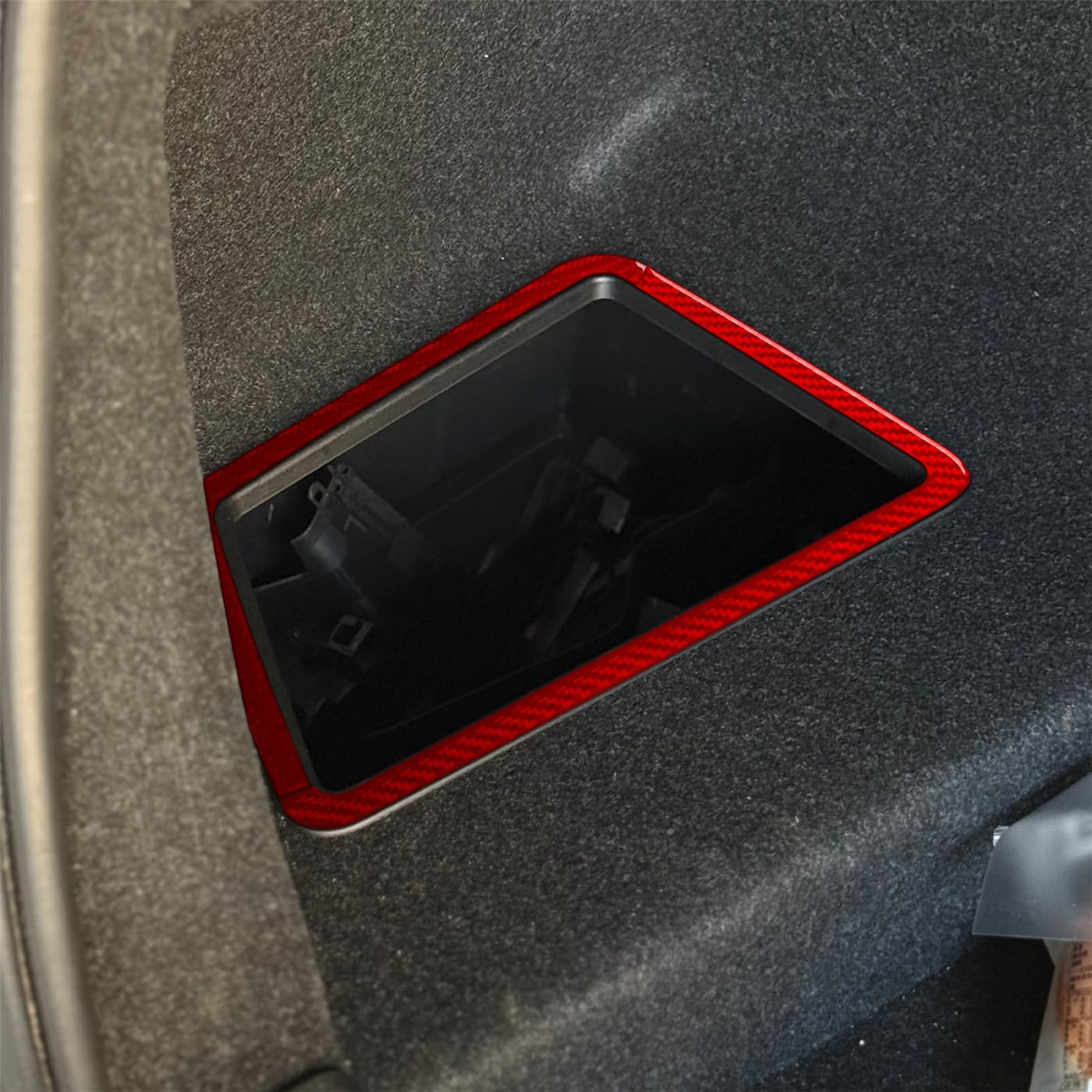 5 Series i5 G60 G68 2024-2025 Compatible with Car Interior Self Adhesive Dashboard Decal Carbon Fiber Red Sticker A56 (Trunk Storage Box Type A)