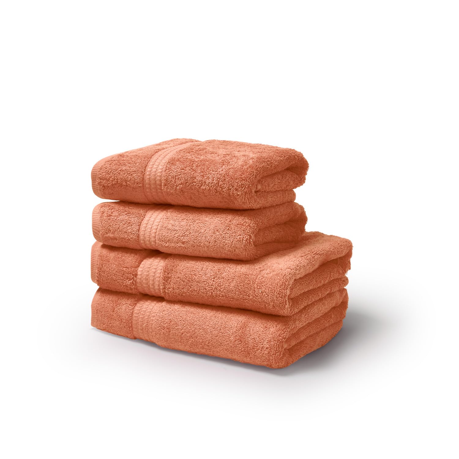 TRAMAS+ Serviette de Bain 100% Coton 700g |2(50x100)+2(70x140) Mandarine