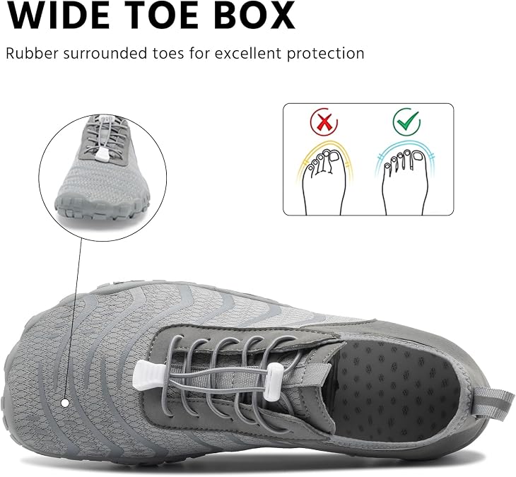 Barefoot Shoes Women Mens Footwear for Walking Hiking Gym,Wide Toe Box Shoe | Zero Drop Healthy & Non-Slip,Breathable Barefoot Vitality Water Shoes for Women Men,River Boat Beach Pool Swim Shoe Unisex