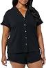 Amazon Essentials Women's Cotton Modal Piped Notch Collar Pajama Set Available in Plus Size