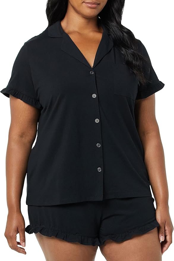 Twilight - Everyday Set<br>Women’s Embroidered Cotton Notch Collar Pajama Set main image 1