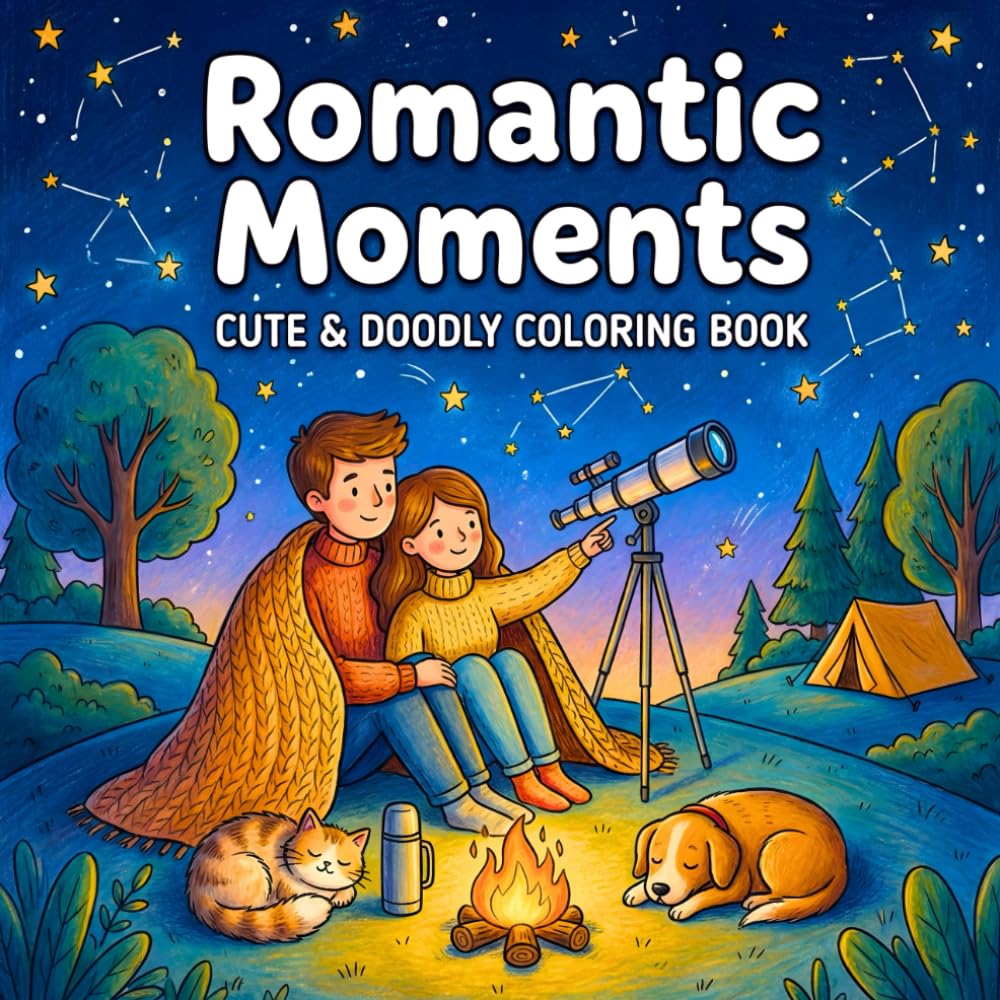 Romantic Moments: Doodly & Cute Coloring Book for Relaxation and Stress Relief