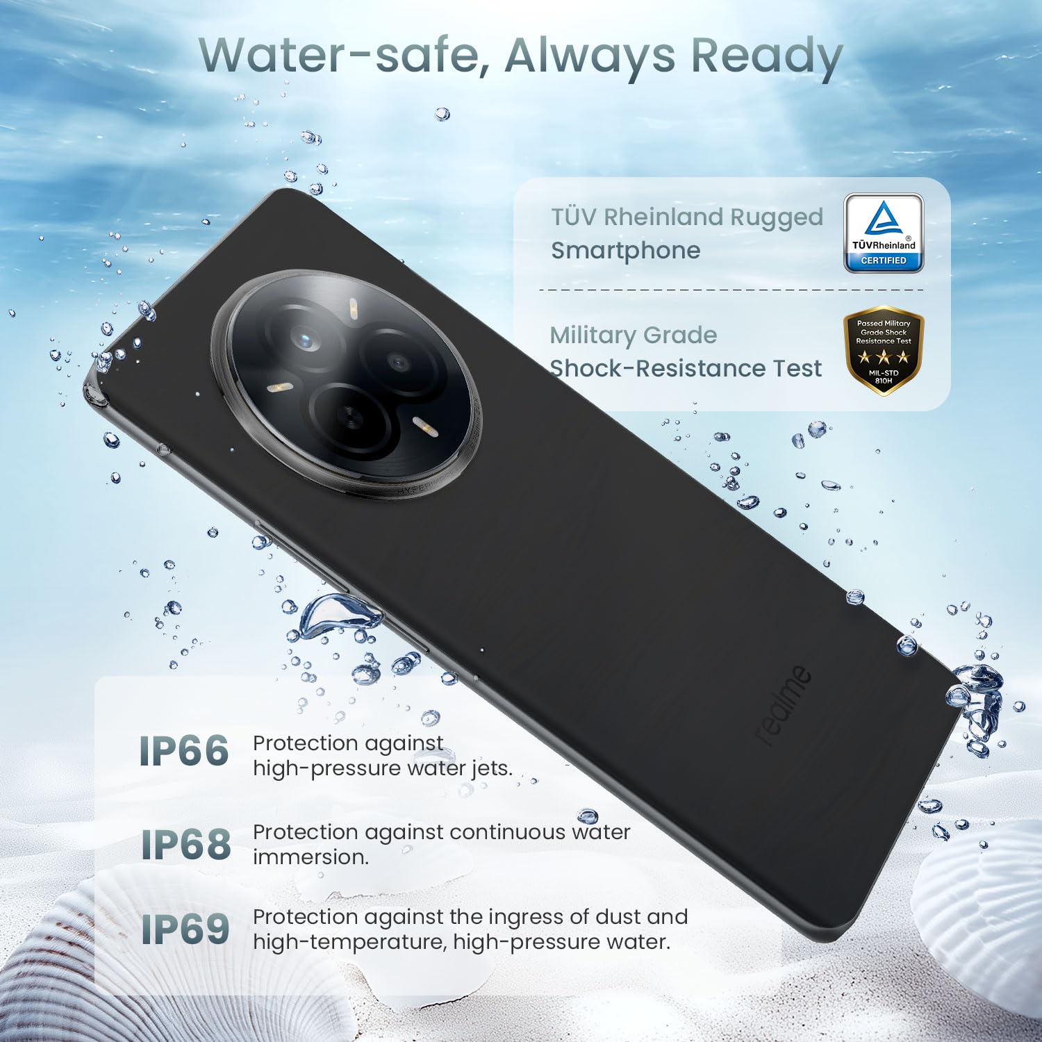 realme 14 Pro 5G Smartphone 12+512GB, Grey | Batteria 5130mAh, Ricarica Rapida 45W, Display 6,72 pollici, frequenza 120Hz, Fotocamera 50MP, Dimensity 7300 Energy, IP69