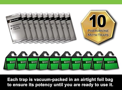 Miniatura 5 de MaxGuard Trampas para polillas de despensa de semillas de pájaro (paquete de 10 XL) feromonas extra fuertes | Trampa de pegamento adhesivo extra