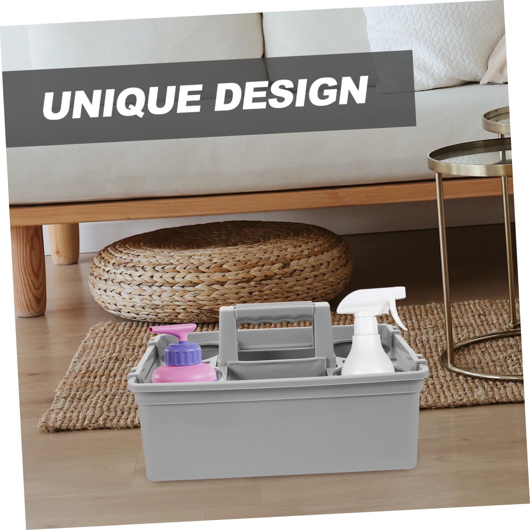 Cesta de Almacenamiento Compartimentos Separados y Asa Ergonómica para Organizador Productos de Limpieza en Plástico Resistente y Transporte Cómodo