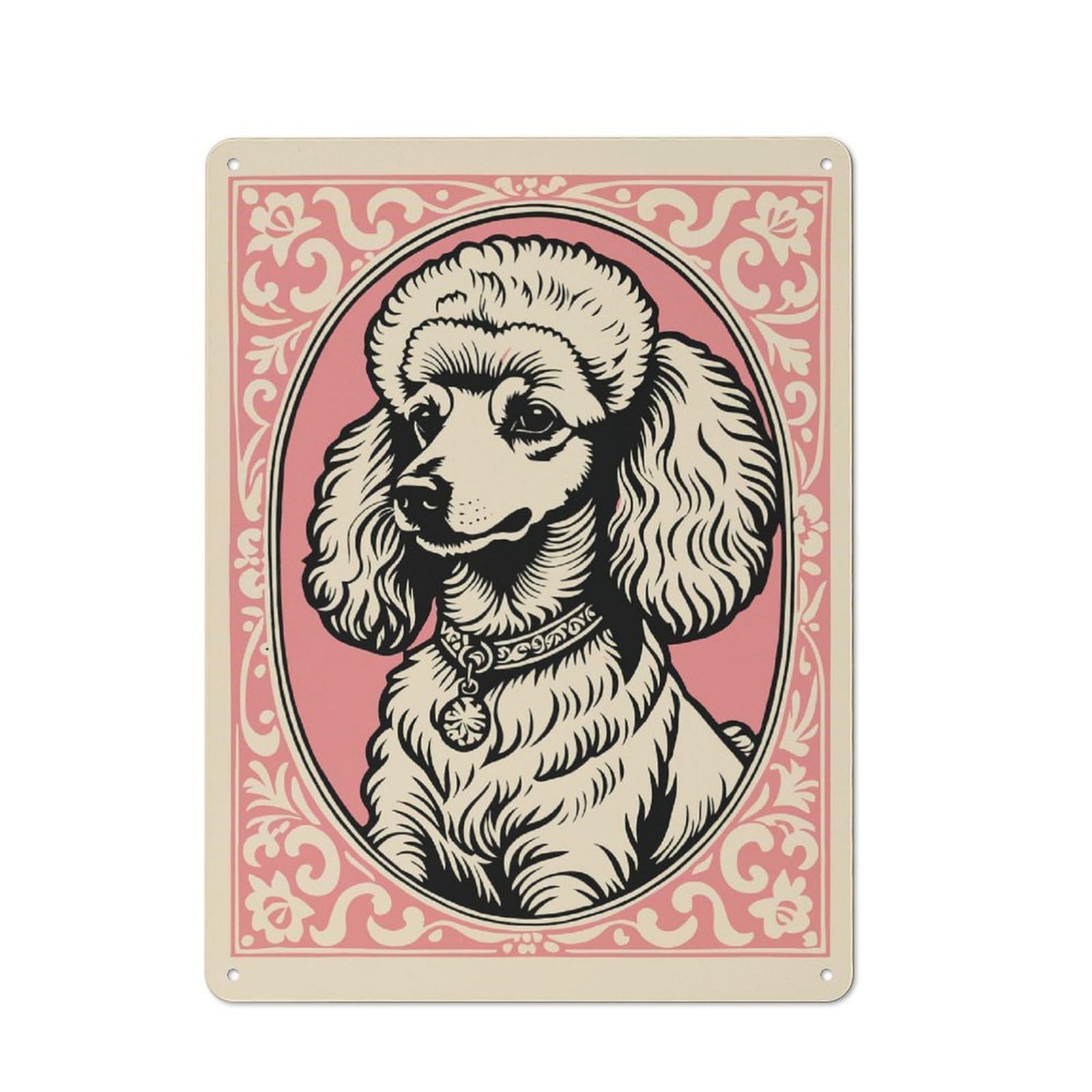 Junmoney Style-20 Rustic Tin Sign 40X30cm Featuring Poodle Portrait For Bar Or Restaurant, For Vintage Wall Decor Fans, For Themed Room Decoration