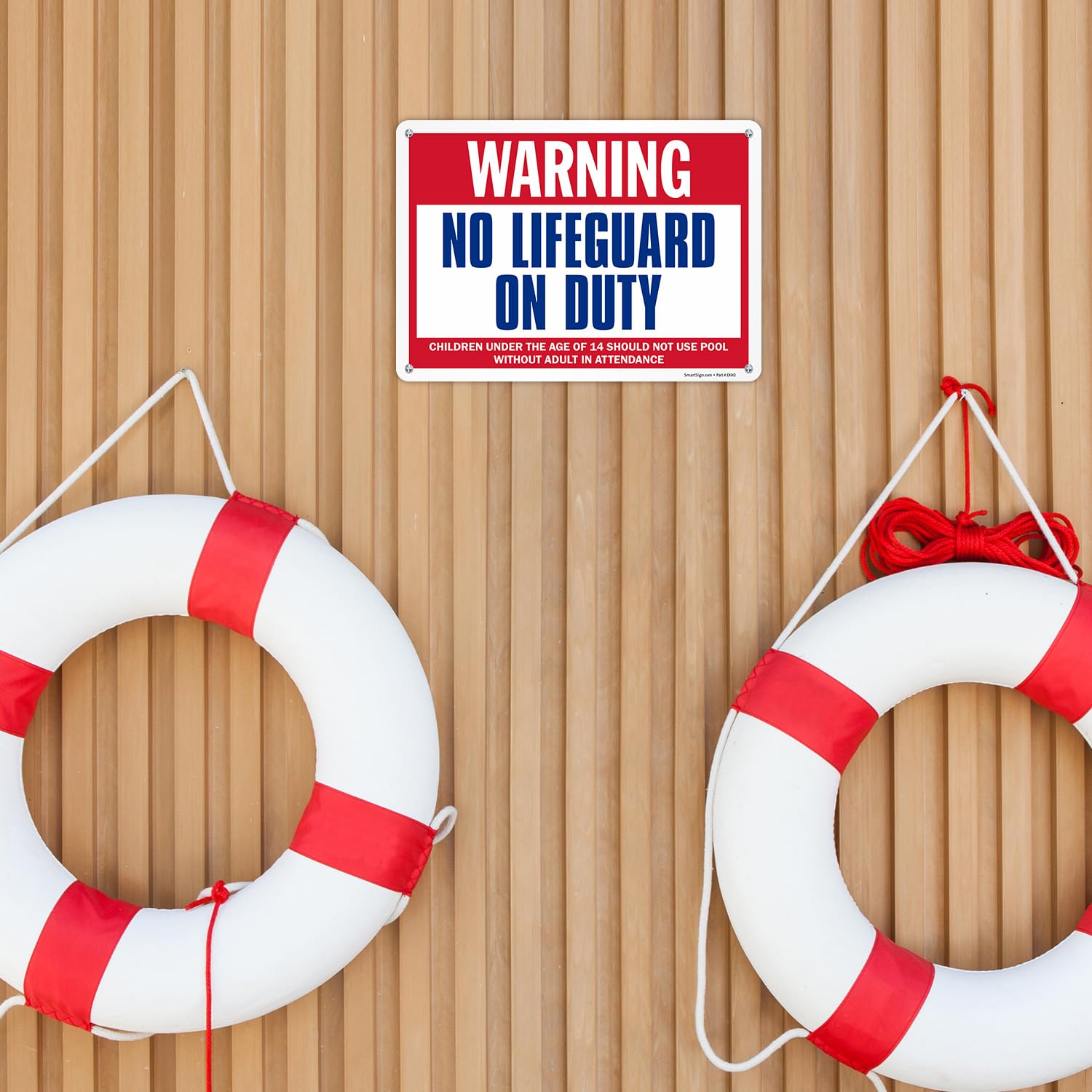 Horienteeon Cartello con scritta in inglese No Lifeguard On Duty 20 cm × 30 cm, robusto cartello in alluminio antiruggine, cartello con le regole della piscina, cartello per piscine Rives