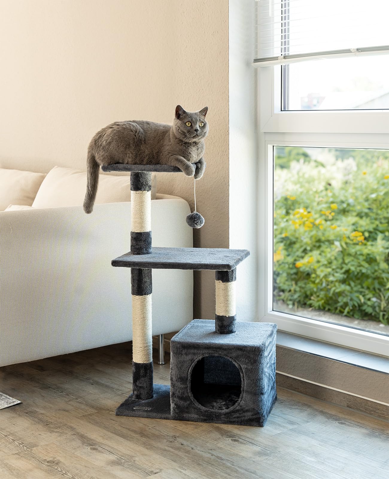 lionto Tiragraffi per Gatto Albero Tiragraffi Gatto Gioco Giocattolo Gatti Altezza 85 cm, Grigio