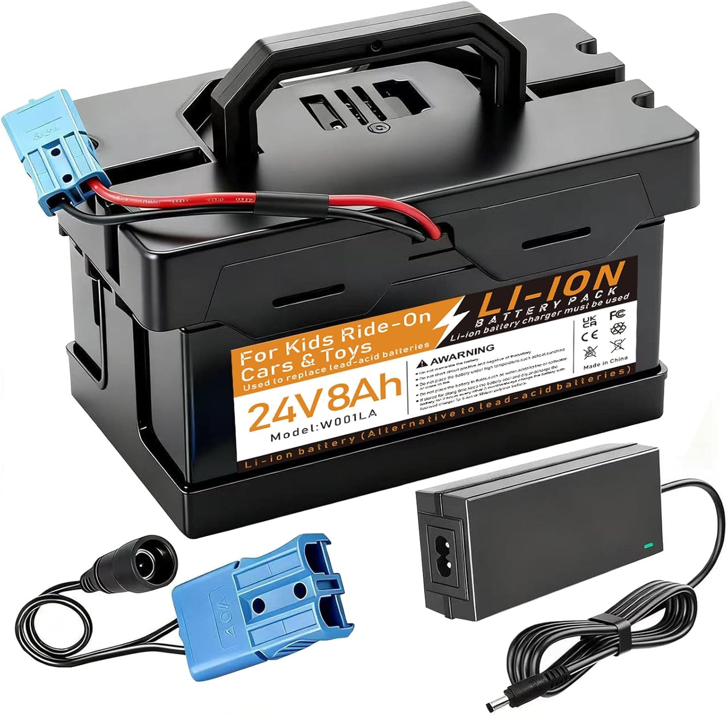 24V 8Ah Lithium Replacement Battery for Kids Ride-On Toys, 30A BMS, 2A Smart Charger, Fits Power Wheels Dynacraft Realtree 24V UTV, Lightweight Upgrade for Lead Acid