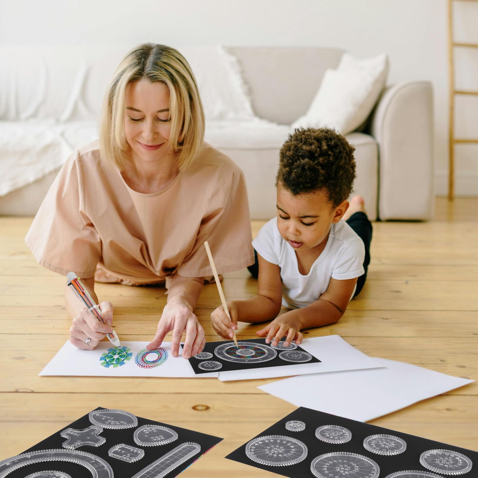 28 Spiral Designer, Kreatives Spirale Spielzeug, Mandala Schablone mit Kratzbilder und Stiften, Multifunktionales Spirograph Kinder ab 8, Malschablonen Kinder Deluxe Kit