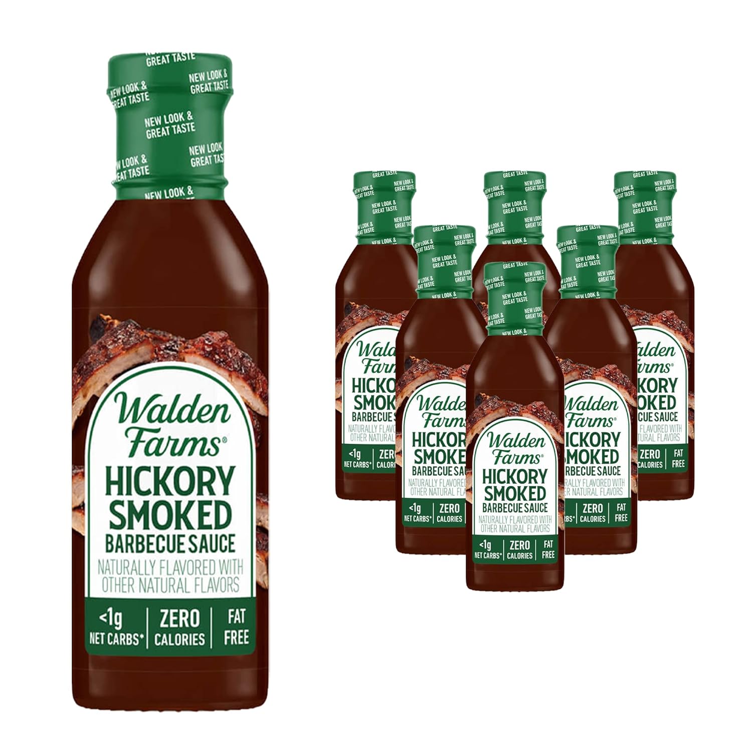 Walden Farms Hickory Smoked BBQ Sauce – Zero Calorie, Sugar Free, Keto & No Carb Gourmet Marinade for Chicken, Ribs, Pork & More – 6-Pack, 12 oz Bottles
