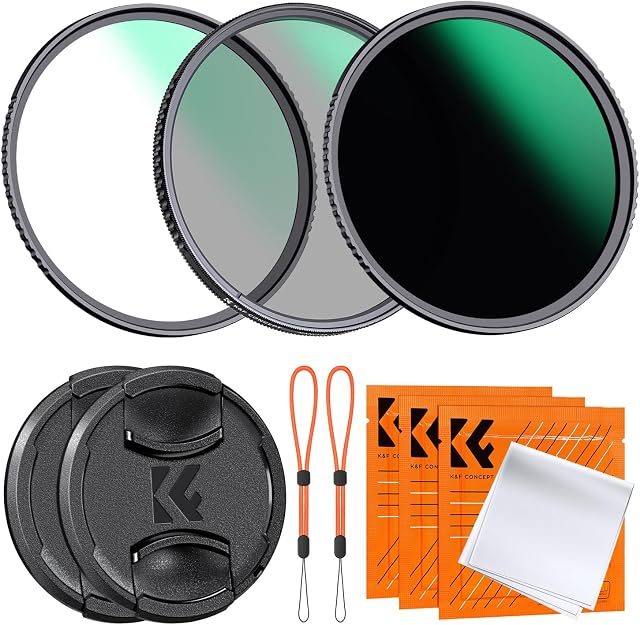 K&F CONCEPT 77mm UV CPL ND1000 Filter Kit Optical Glass Nano-Coated with Lens Caps and Cleaning Cloth for Camera Lens (Nano-D Series)