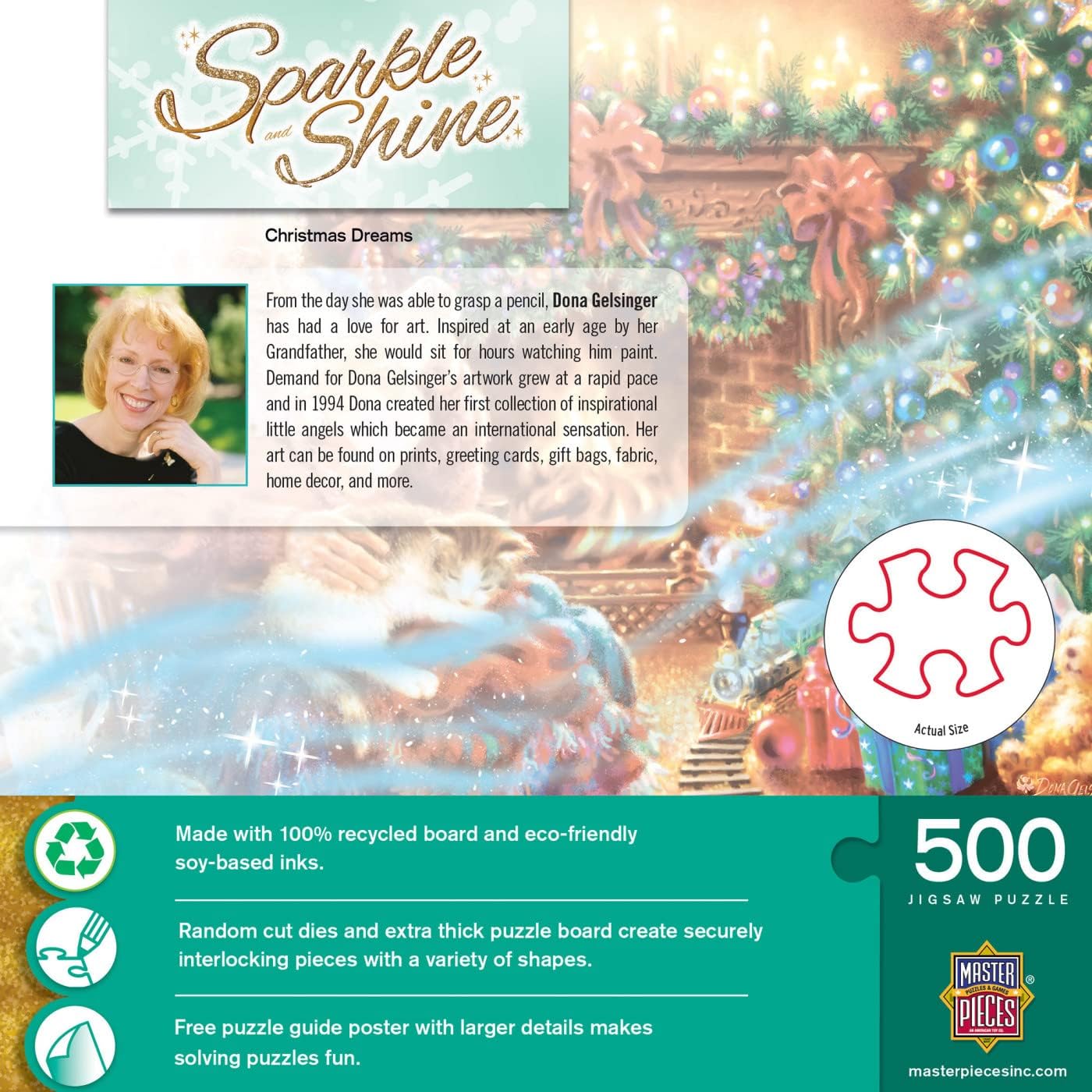 MasterPieces 500 Piece Glitter Jigsaw Puzzle - Christmas Dreams - 15"x21"
