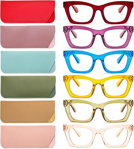 REAVEE Oprah Style - Lentes de lectura para mujer, con bloqueo de luz azul, bonitos lentes cuadrados de gran tamaño, bisagra de resorte