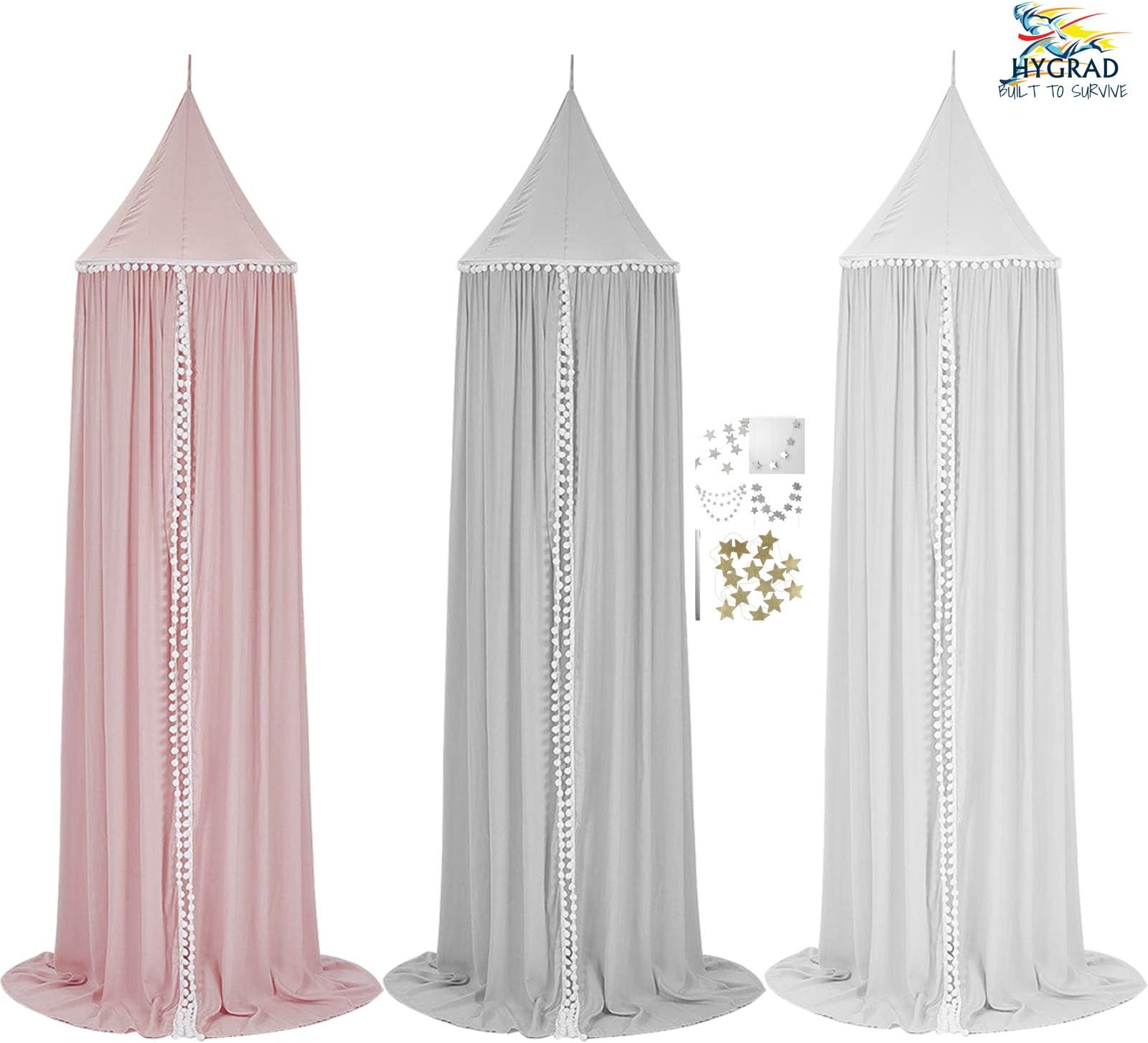 Round Ball Princess Bed Canopy Bedcover Mosquito Net Curtain Bedding Dome Tent For Baby Kids Indoor Outdoor Playing Reading (White Without Star's)