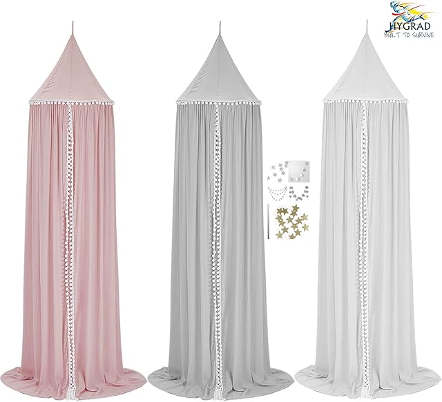 G4RCE® Round Ball Princess Bed Canopy Bedcover Mosquito Net Curtain Bedding Dome Tent For Baby Kids Indoor Outdoor Playing Reading (Grey Without Star's)