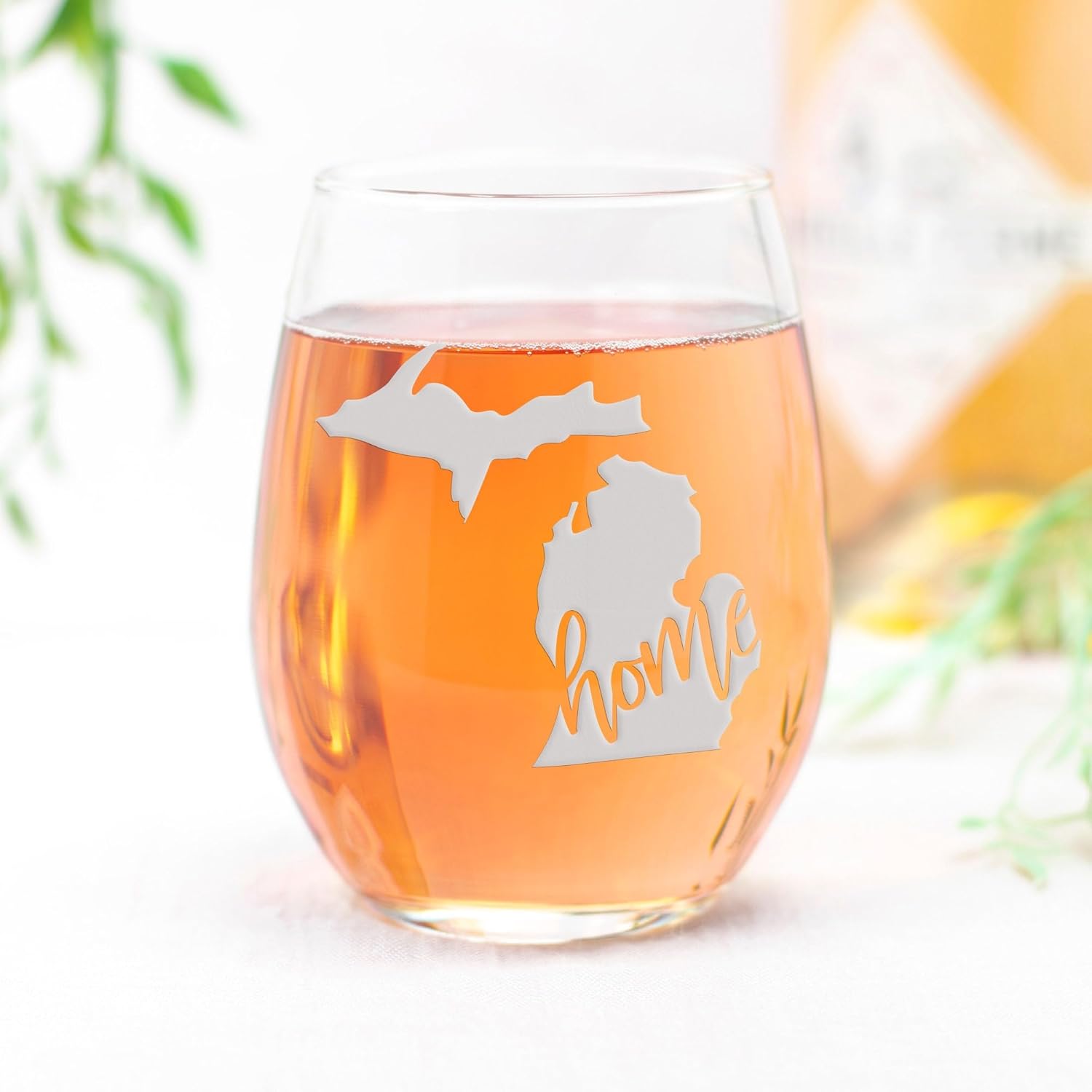 Michigan State Stemless Wine Glass - Michigan Gift, Michigan Fan Gift - 2 Glasses