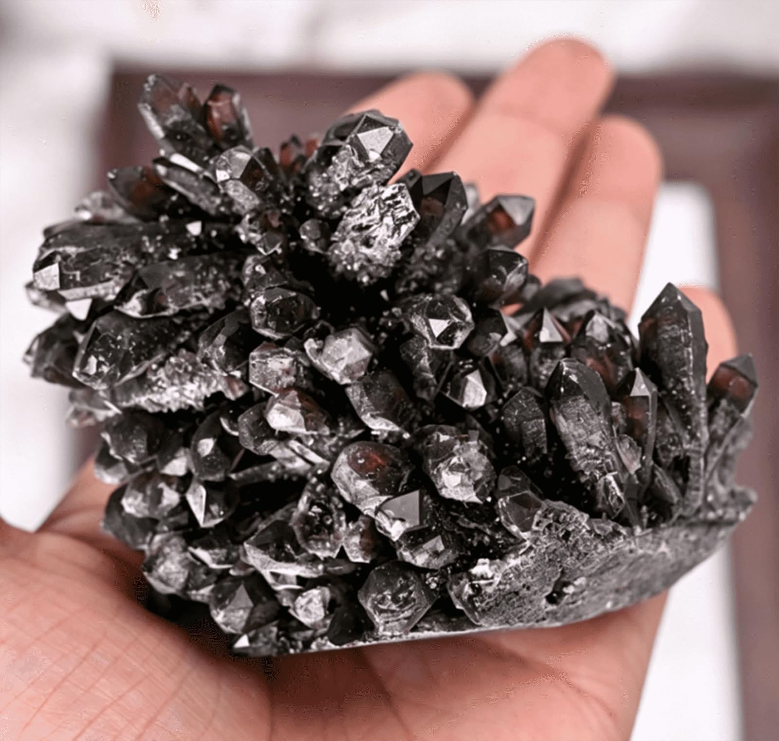 Aggregato di cristalli irregolari di quarzo fumé naturale, pietre preziose | Pietra grezza di cristallo, guarigione, stregoneria, ornamenti decorativi per la casa, esemplari di cristalli