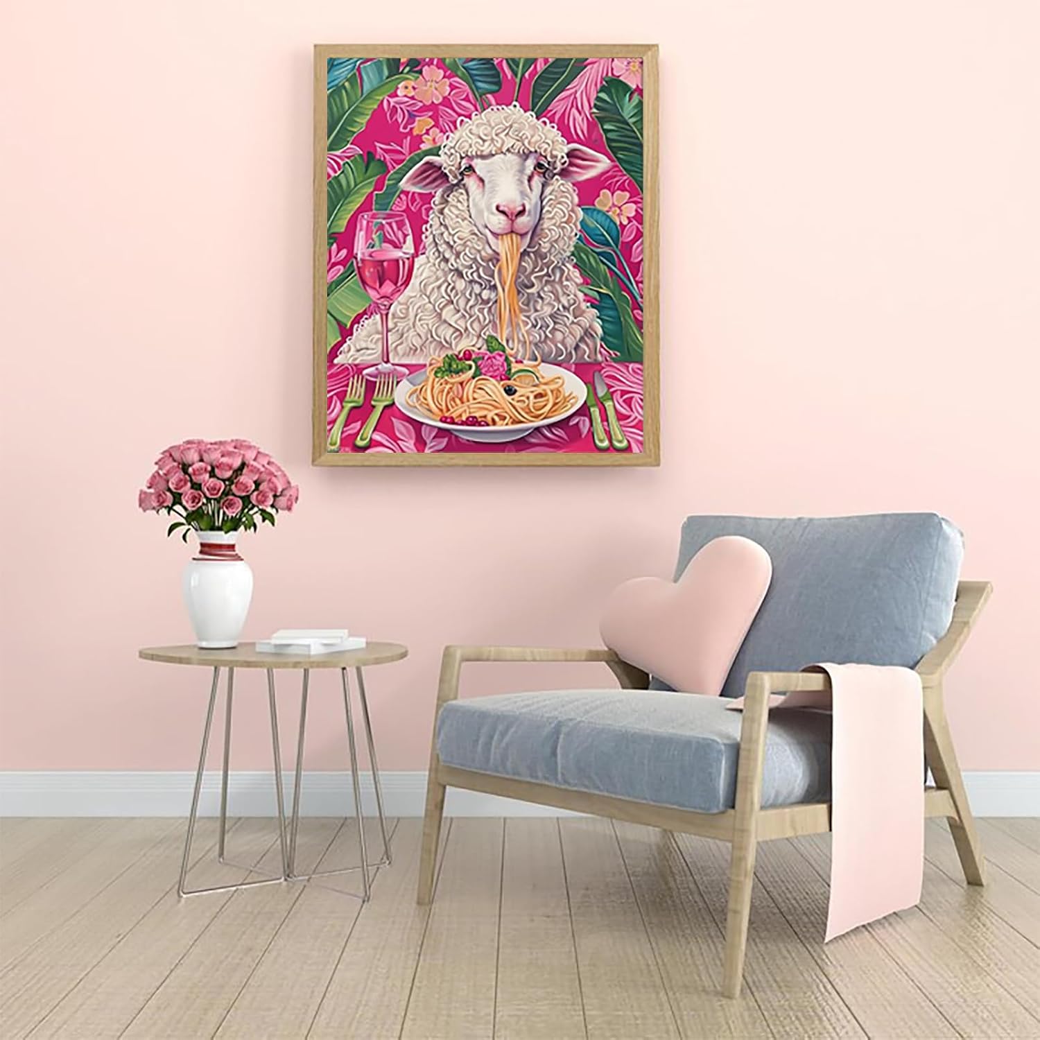 Docile Sheep Paint by Numbers Kits with Brushes and Acrylic Pigment on Canvas Tropical Plants Painting for Adults and Beginners, Sumptuous Dinner Picture for Home Decor Gifts 16''x20'' (DIY Unframed) image 3