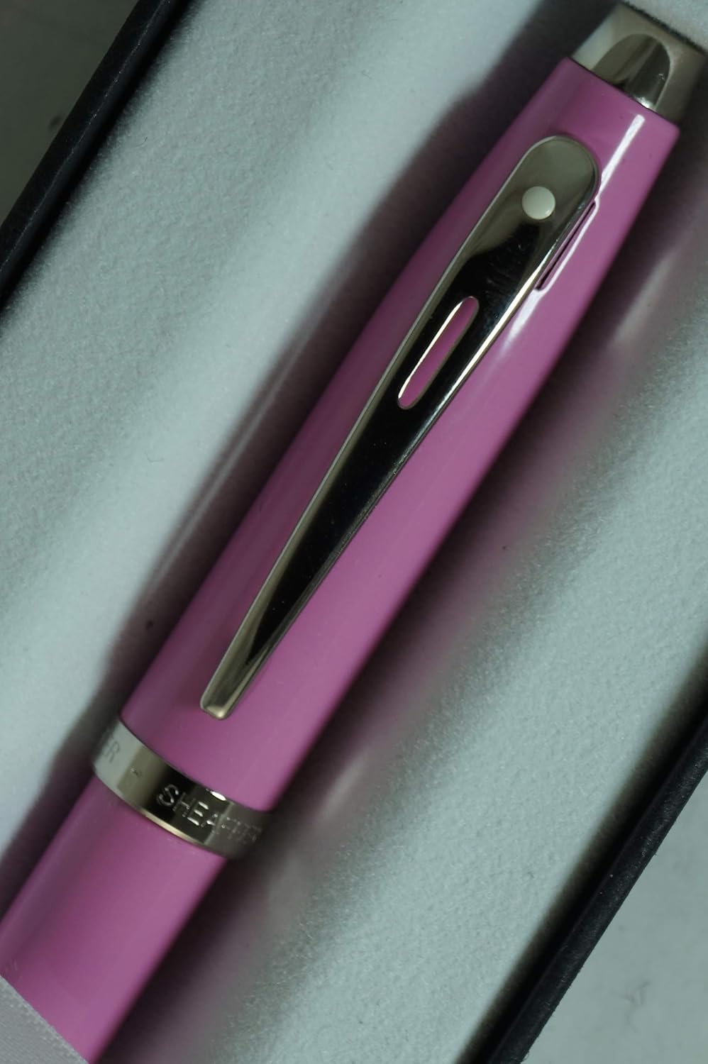 Sheaffer 100 Pearlescent Pink with Nickel appointments and Signature Mid Band Medium Ballpoint Pen. Very solid and Responsive