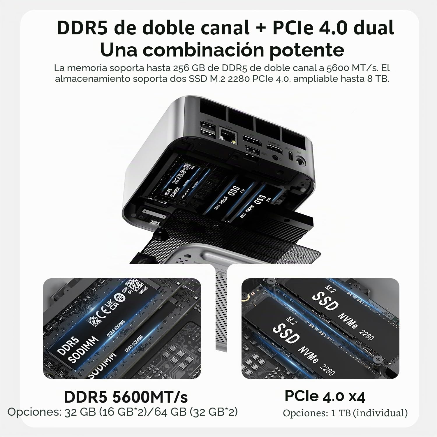 Beelink Mini PC SER10 MAX, AMD Ryzen AI 9 HX 470 (12C/24T, hasta 5,2 GHz) | AMD Radeon 890M,64GB de RAM DDR5,1TB de SSD PCIe 4.0,mini PC para juegos,Triple pantalla 4K,USB 4, 10GbE/WiFi 6/Bluetooth 5.2
