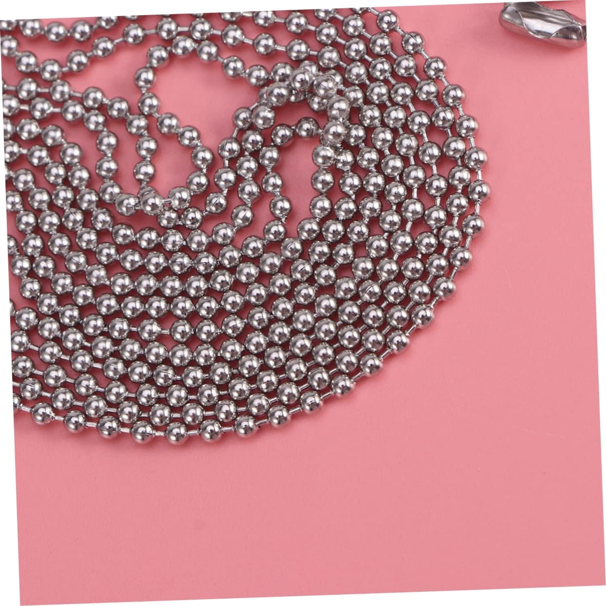 FIXOSHEE Stainless Steel Ball Chain with 10 Connectors 3 Meter Length Sturdy Bead Chain for Ceiling Fans and Light Pulls Silver Color