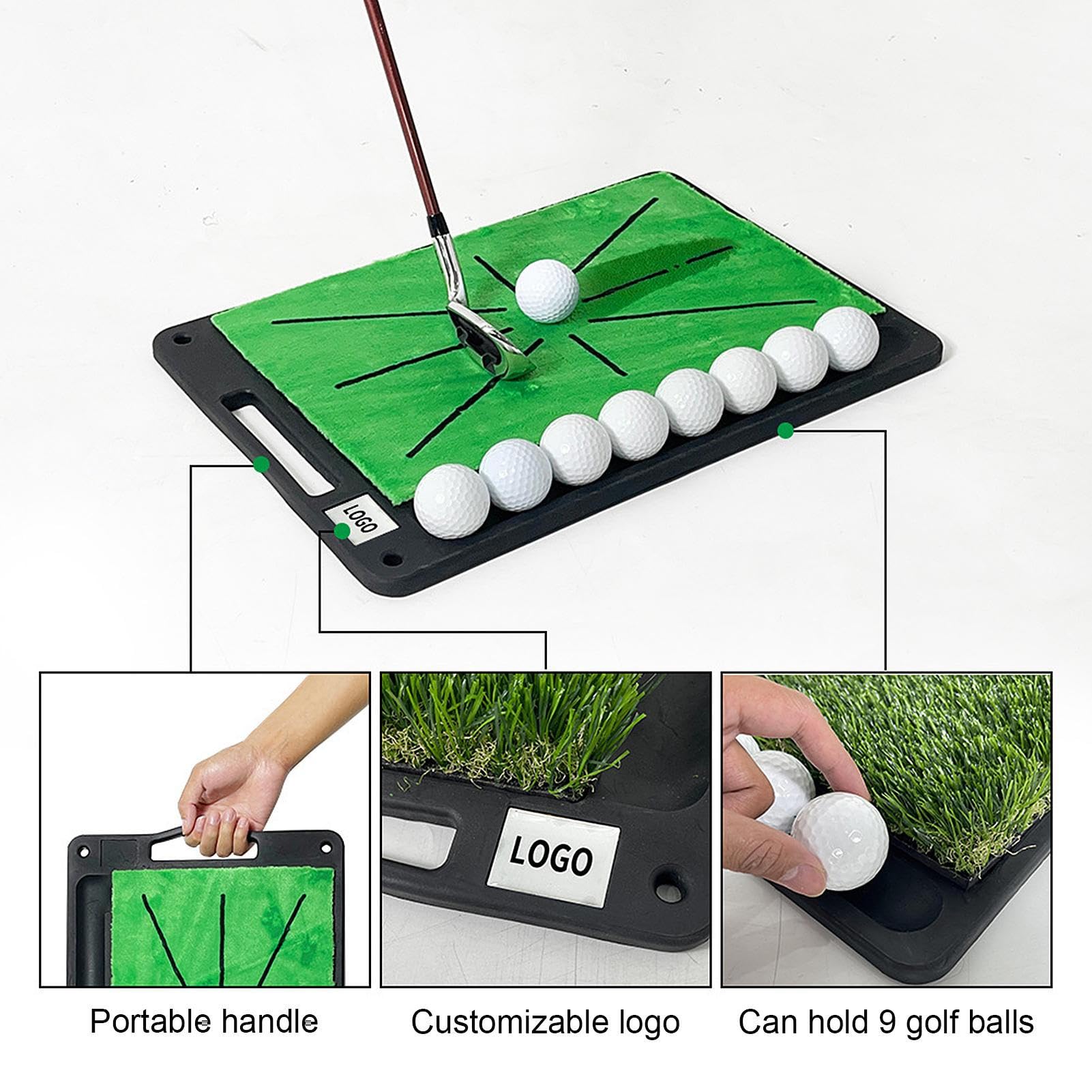 Tappetino da golf per allenamento con retro in gomma, rilevamento feedback oscillante