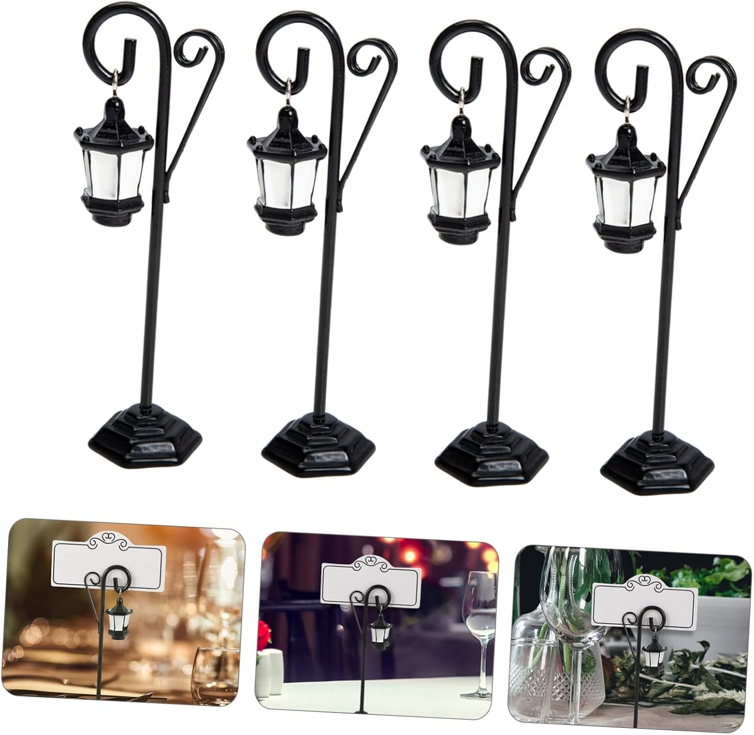 NUOBESTY Metal Lamp Clip Street Light Card Holder 1.25 Inch Mini Photo Clamp for Wedding Table Decor Party Place Card Stand Black 4-Pack