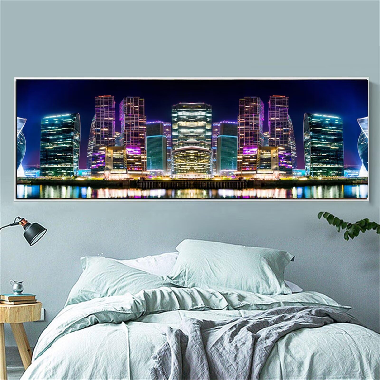 Bunte Stadt Architektur Diamond Painting Set,DIY 5D Volle drill Diamond painting Bilder Erwachsene Kinder Groß Diamant Malerei Strass Stickerei Kreuzstich Kunsthandwerk für Heim Wand Dekor 50x150cm