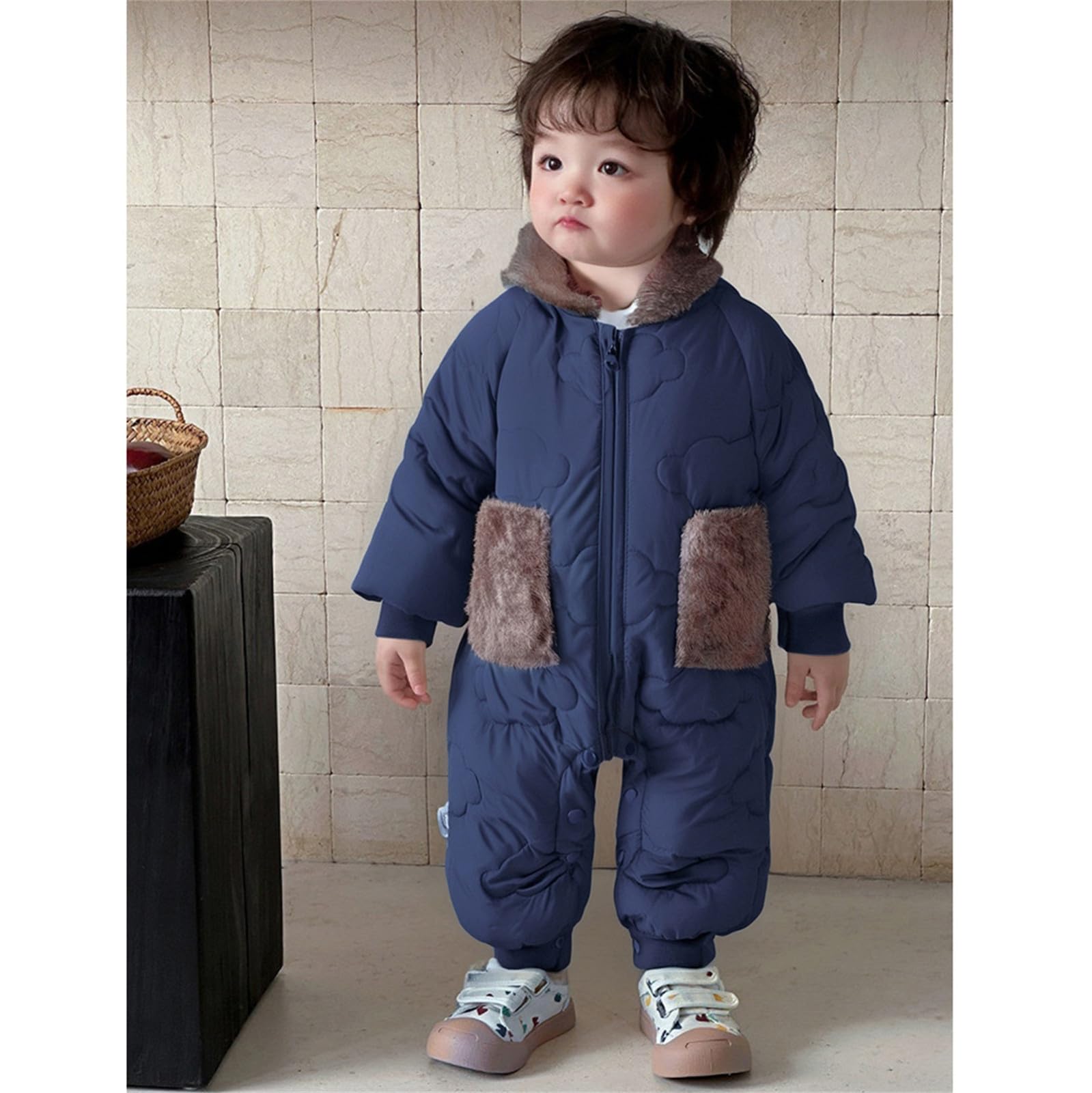 Generisch Traje de nieve para bebé y niña, traje de invierno con capucha, mono con capucha, traje de oso, abrigo cálido para bebés