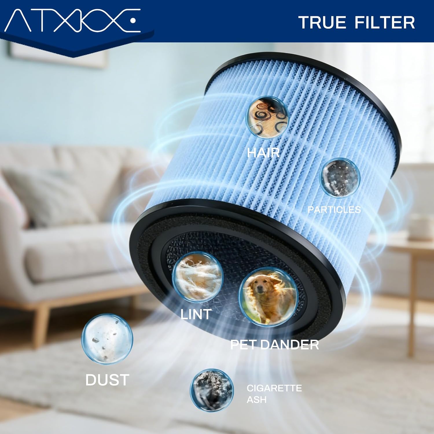 AP0601 Air Purifier Replacement Filter Compatible with AIRTOK AP0601 air Purifier, 4-IN-1 Air Purifier Filter, High Efficiency Activated Carbon Filter, 2 Pack