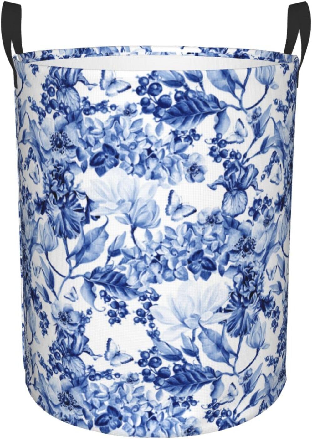 Large Laundry Basket Blue and White Floral Home Decor Laundry Hamper With Handles Collapsible Laundry Baskets Waterproof Dirty Clothes Hamper Storage Basket Toy Bins For Room Bathroom Bedroom Decor