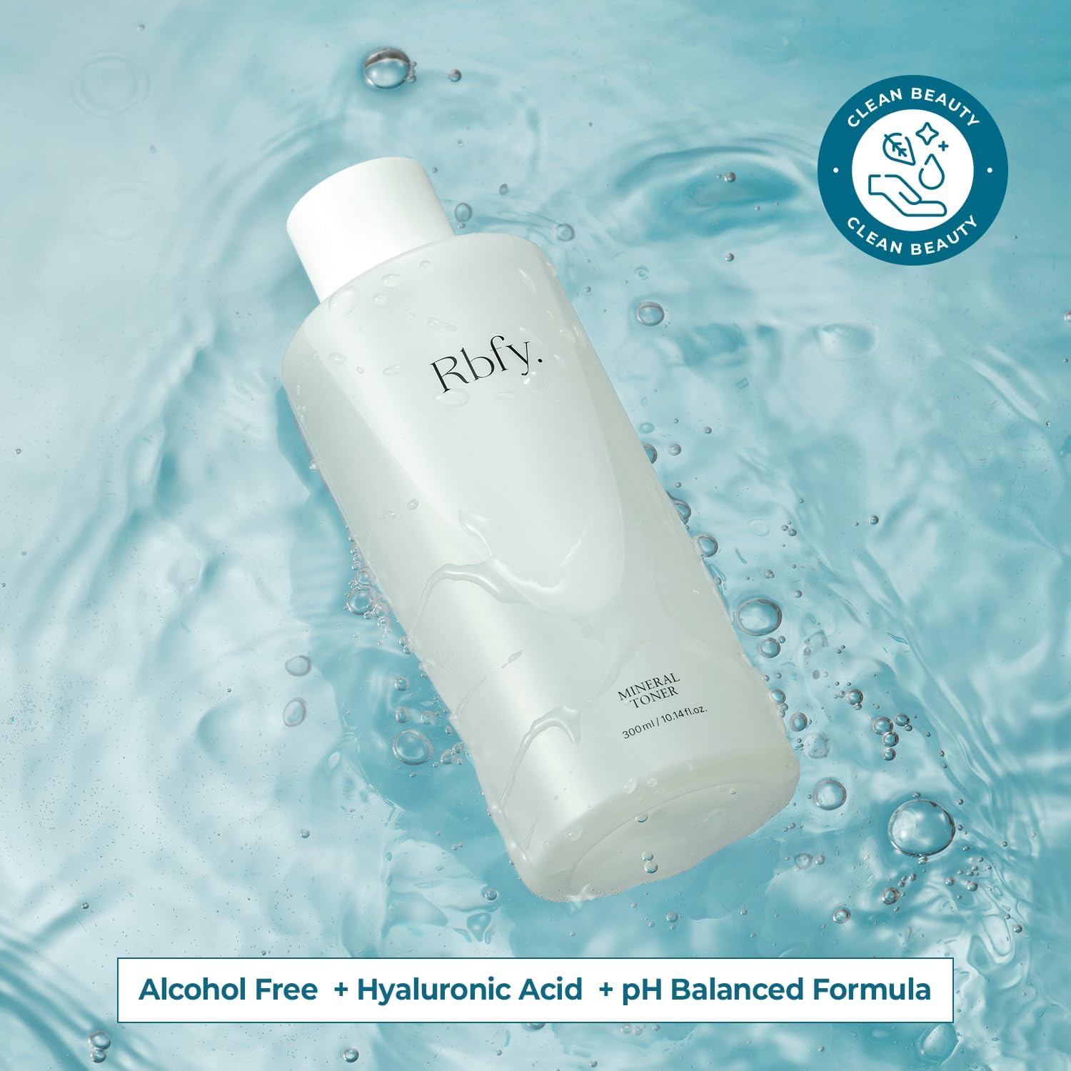 Rbfy Mineral Toner - Low-Irritant Face Toner Essence for Hydration, Soothing & Refined Skin with 50,000ppm Nutrient-Rich Mineral Water, Hyaluronic Acid | Vegan Korean Skincare (10.14 fl oz) - Image 2