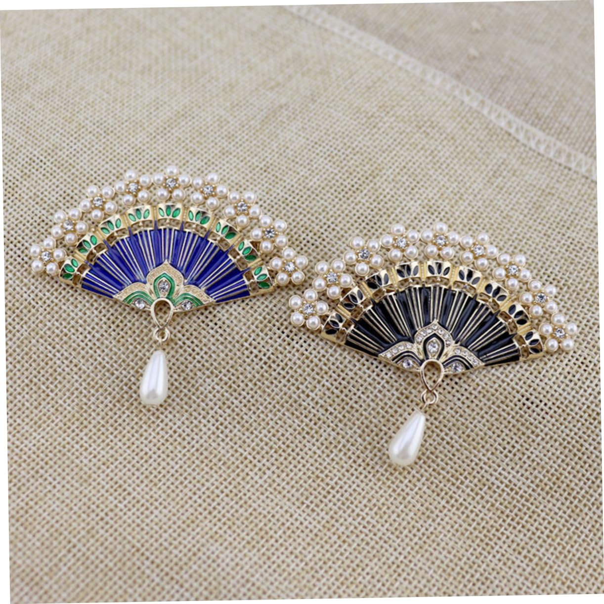 Fan Brooch Breastpin Pin Badges Blue