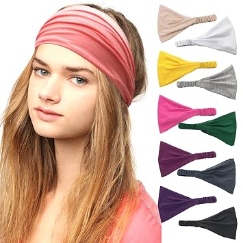 YOLAI Women Solid Color Headband Non-Slip Premium Stretchy Head Bands Hair Accessories for Yoga Running Hot Pink, One Size