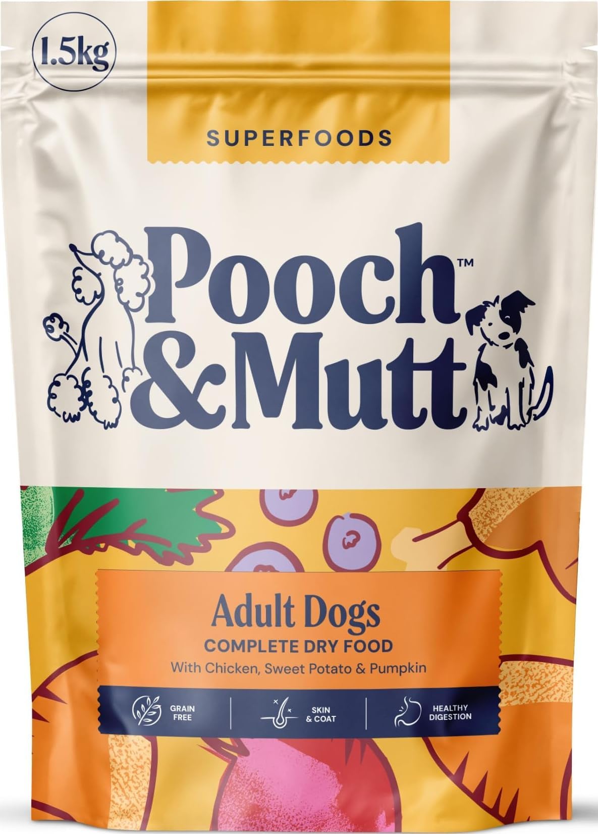 Pooch & Mutt - Adult Superfood Complete Dry Dog Food, Chicken, 1.5kg
