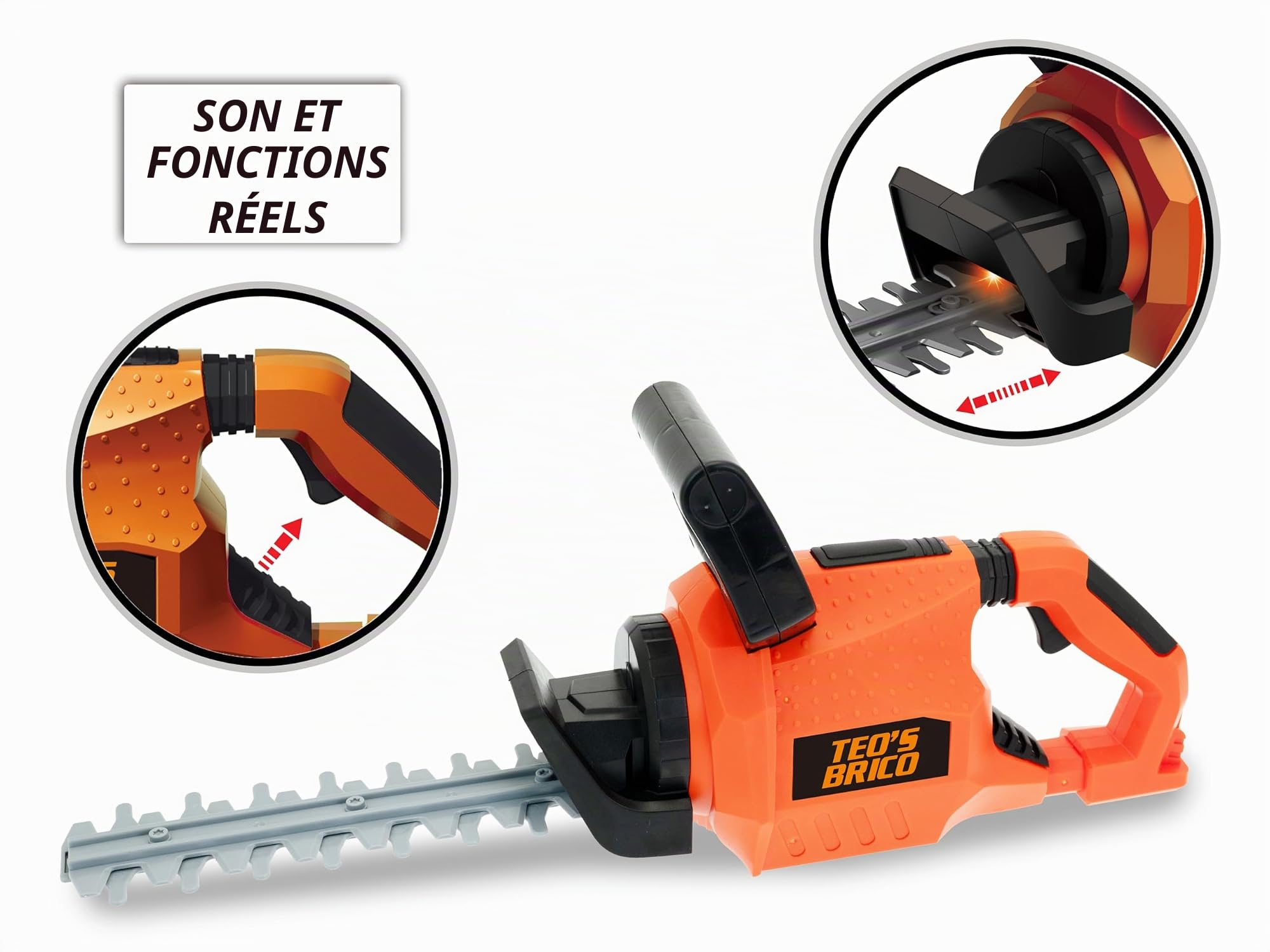 Teorema Giocattoli - Taille-Haies Jouet pour Enfants, Taille-Haies à Batterie avec lumières et Sons, avec visière de Protection pour Un Ensemble de Jardinage Parfait pour Les Enfants