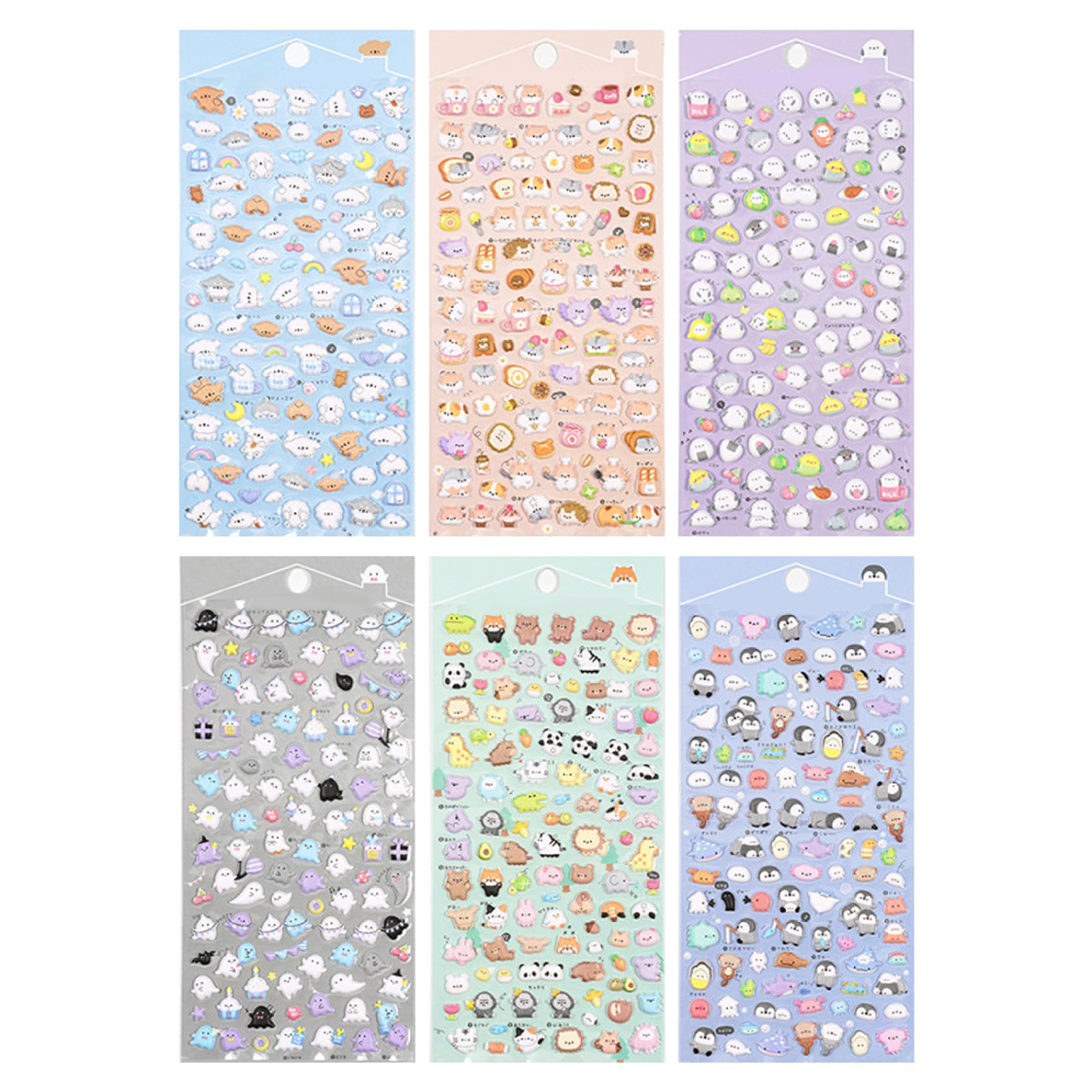 Grtheenumb 6 Sheets Puffy Stickers Removable Cute Cartoon Animal Foam 3D Kawaii Japanese Stickers DIY Gifts for Kids Girls Adults| Cute
