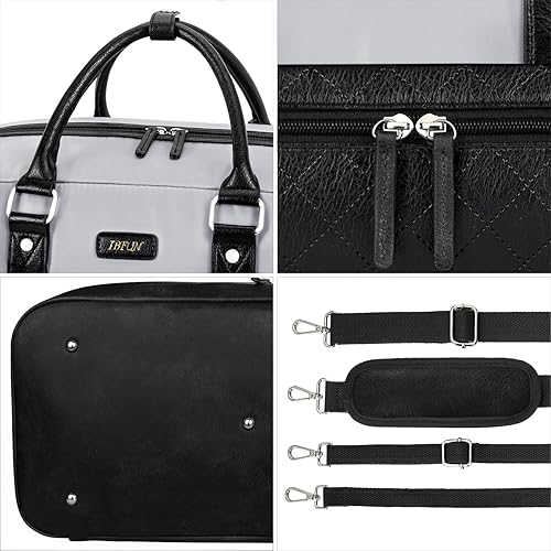 Miniatura 8 de Bolsas de fin de semana para mujer, bolsa grande de lona para viaje, bolsa de viaje con compartimento para zapatos, 21 pulgadas, juego de 3 piezas,