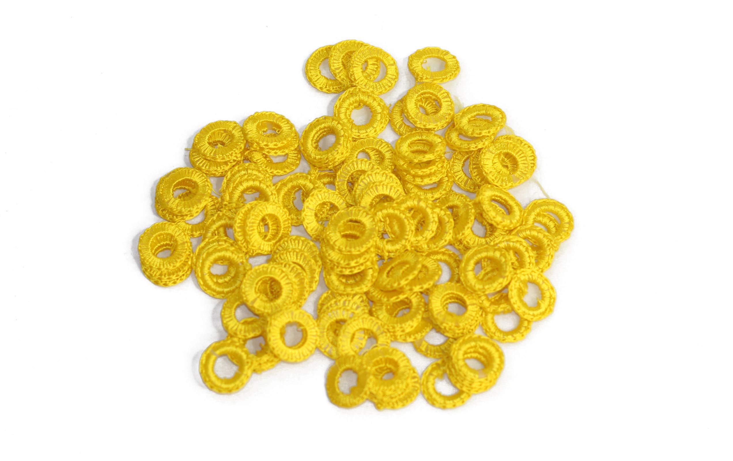 Sei Bella Small Mirror Frames and Mirrors for Embroidery Work, Crochet, Bohemian, Art & Craft Material, Blouse, Neck Design Making -8 mm (Inner),1.7 cm (Outer) - 50 Pieces Pack (Yellow)-image-3