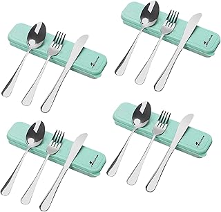 Ansukow 16~Piece Portable Travel Utensils Set with Case  18 8 Stainless Steel Re - Compare price