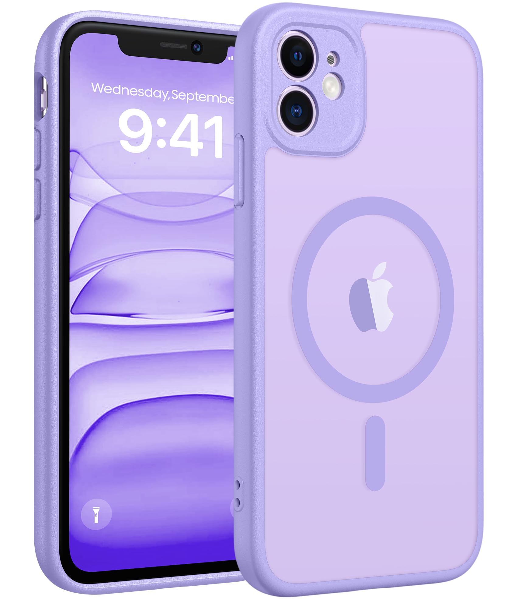 FNTCASE for iPhone 11 Phone Case, Fit for Magsafe, Full Camera Protection | Translucent Matte Back, Strong Magnetic Charging,14FT Military Grade Drop-proof, Anti Slip, Light Purple