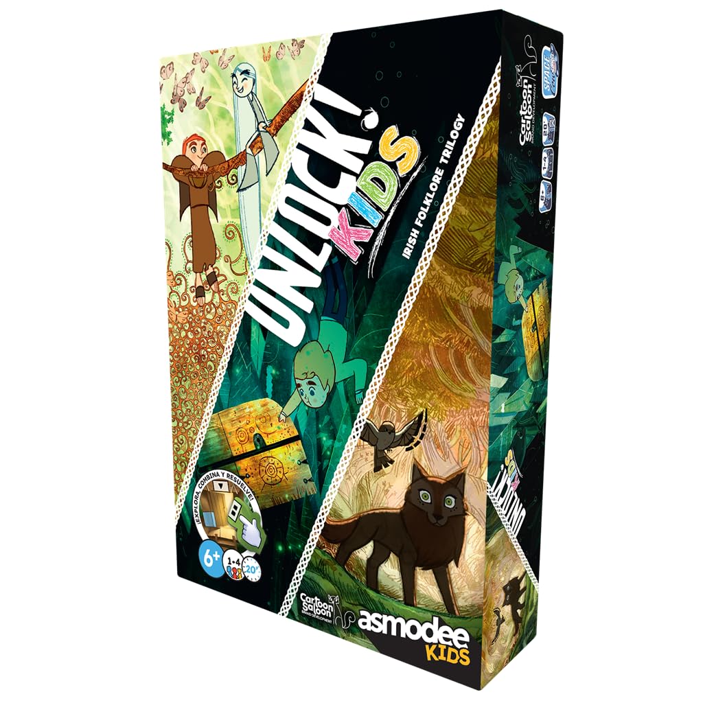 Asmodee Kids Unlock! Kids Cartoon Saloon, Juego de Mesa, A Partir de 6 Años, De 1 a 4 Jugadores, 20 Minutos por Partida, Español