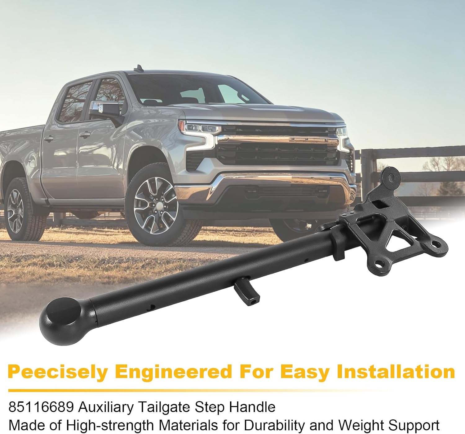 85116689 Auxiliary Tailgate Step Handle Replacement for Chevy Silverado 86530678 Assist Handle Assembly Replacement for GMC Sierra 1500 2500 HD 3500 HD 2019-2026 Pickup Box Aux E/Gate Step Armrest