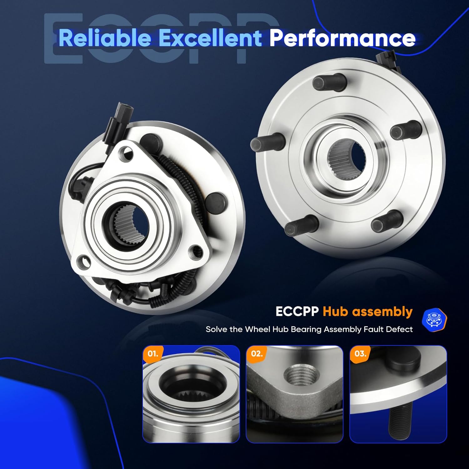 ECCPP Wheel Hub and Bearing Assembly Front HA590515 fit for Ram 1500 2012-2018 5 Lugs Wheel Bearing Hubs with ABS 1pc
