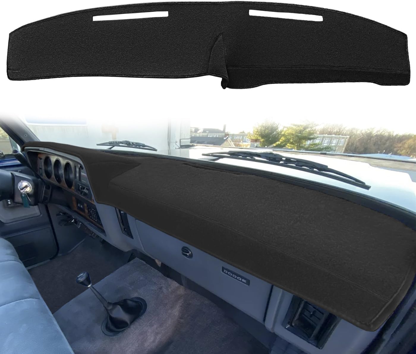 Yiz Dash Cover Mat Custom Fit for Dodge Ramcharger D/W Series Power Ram Wagon Pickup Truck/Plymouth Trailduster Trail Duster Dashboard Cover Pad Carpet (Black) J188