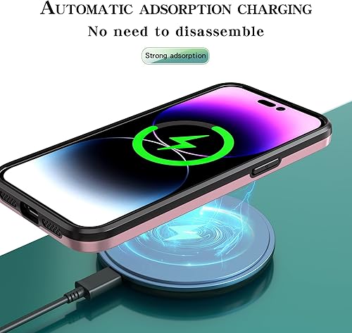 Miniatura 4 de Asuwish Funda de teléfono para iPhone 14 Pro de 6.1 pulgadas con protector de pantalla de vidrio templado Magsafe y soporte delgado, funda rígida